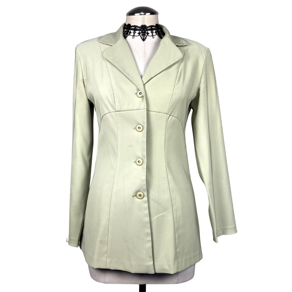 Vtg Splurge 80's 90's Green Fitted Retro Coquette Work Office Siren Blazer Sz 3